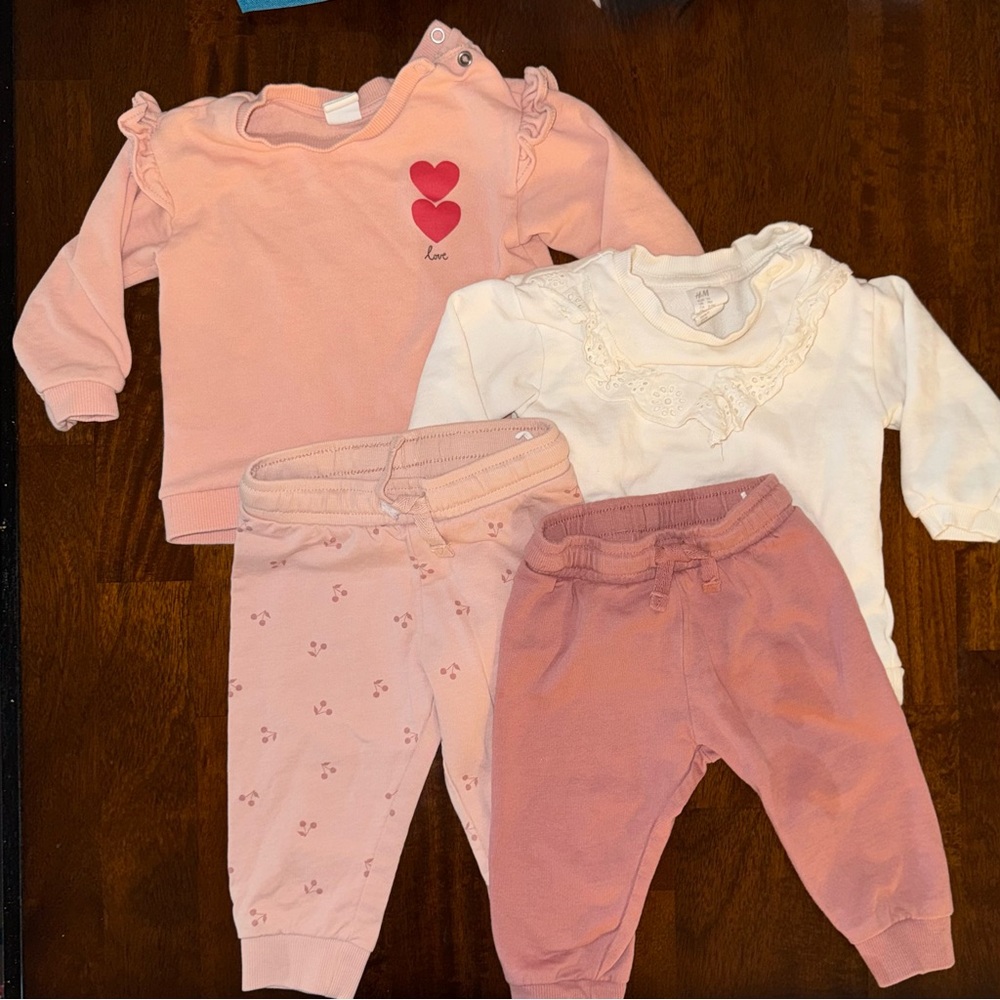 2/$15 Lot of H&M White and Pink Baby Clothes, 6-9 months